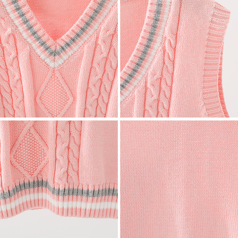 Picture of 2023 Spring and Autumn Children's Sweater Cotton Vest British Academy Style School Uniform Student Boys and Girls Knitted Vest Class Clothes