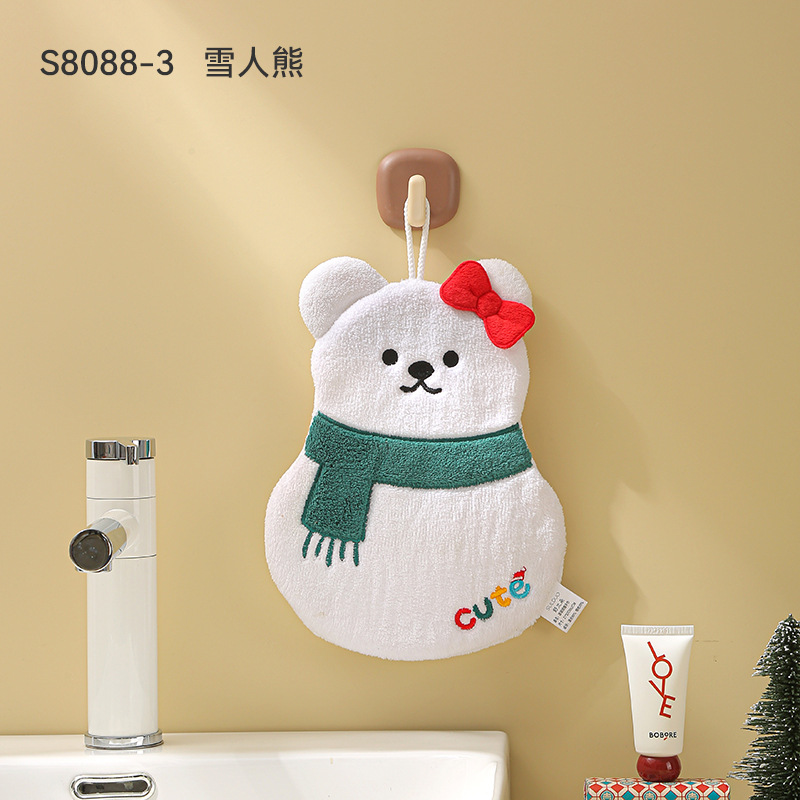 Picture of Hanging thickened baking cartoon children's hand towel absorbent coral fleece small square towel kitchen bathroom dual-use