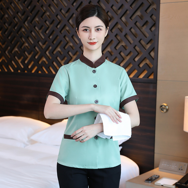 Picture of Cleaning work clothes short sleeve hotel guest room aunt PA uniform property housekeeping hospital cleaner suit summer