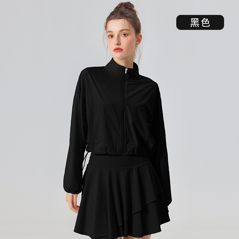 Picture of Vertical Collar Pocket Cool-feeling Sunscreen Clothing UV-resistant Women's Outdoor Sports Fitness Jacket Loose Breathable Casual Top