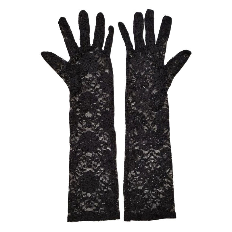 Women's group pure want soft retro mesh flower married Lolita white lace gloves sexy photo props high-grade black