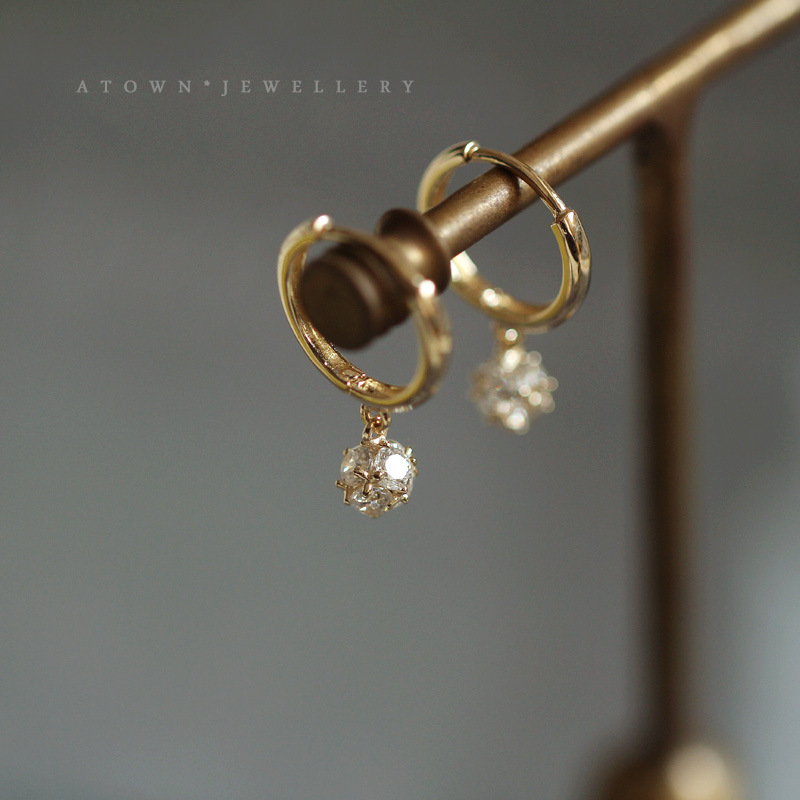 Sparkling Ball S925 Silver Plated 14K Gold Ear Ring Zircon Elegant Simple Small Earrings Sterling Silver Ear Buckle Ear Ring