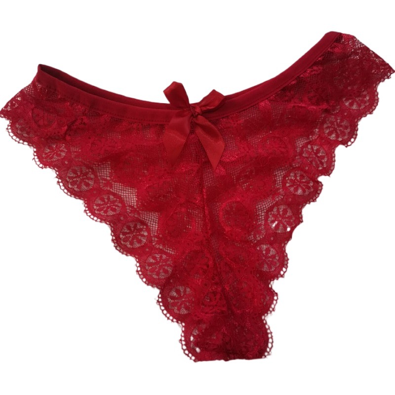 Lace Panties Women's Pure Desire Sexy Low Waist No Mark Large Size Women's Briefs Breathable Girls' Panties Bow