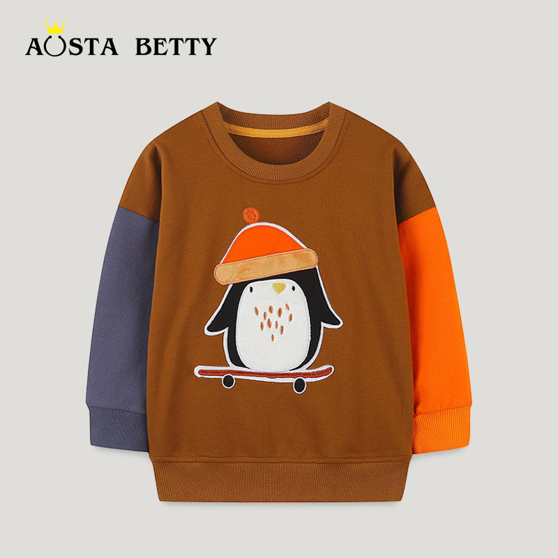 Picture of European and American style children's sweater autumn new round neck cartoon boy's long sleeve sweater shirt children's embroidered top