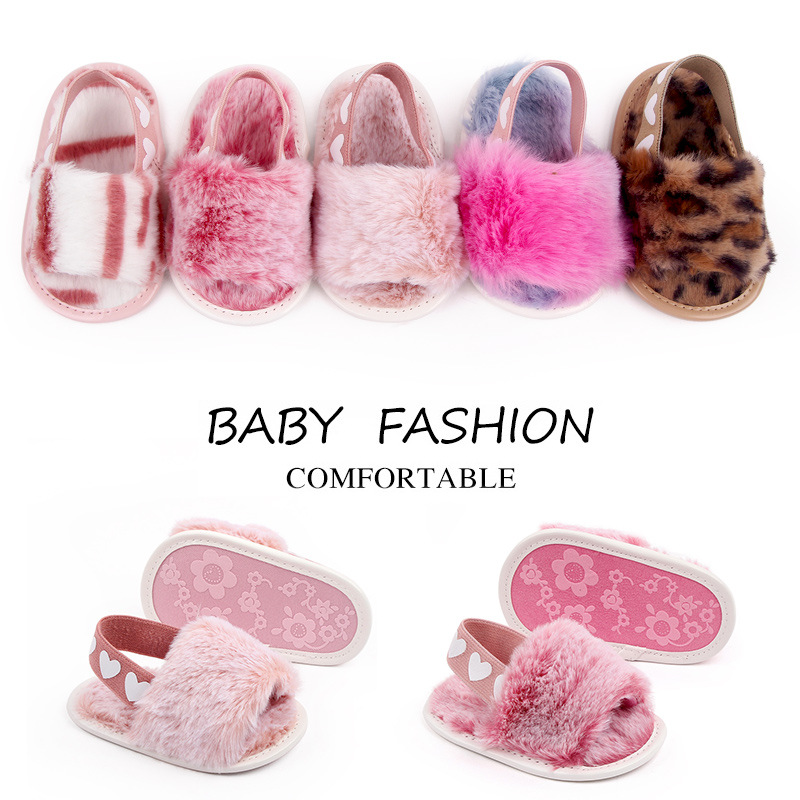 Picture of 0-1 years old elastic baby sandals fashion tie-dyed baby shoes fluffy sandals toddler shoes 2801