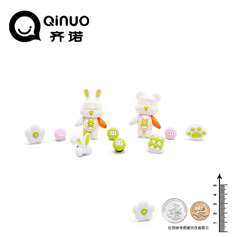 New Little Bear Bunny Shoes Flower Hole Shoes Diy Accessories Slippers Sandals Decorative Buckle Shoe Buckle Cute Cartoon Shoe Buckle