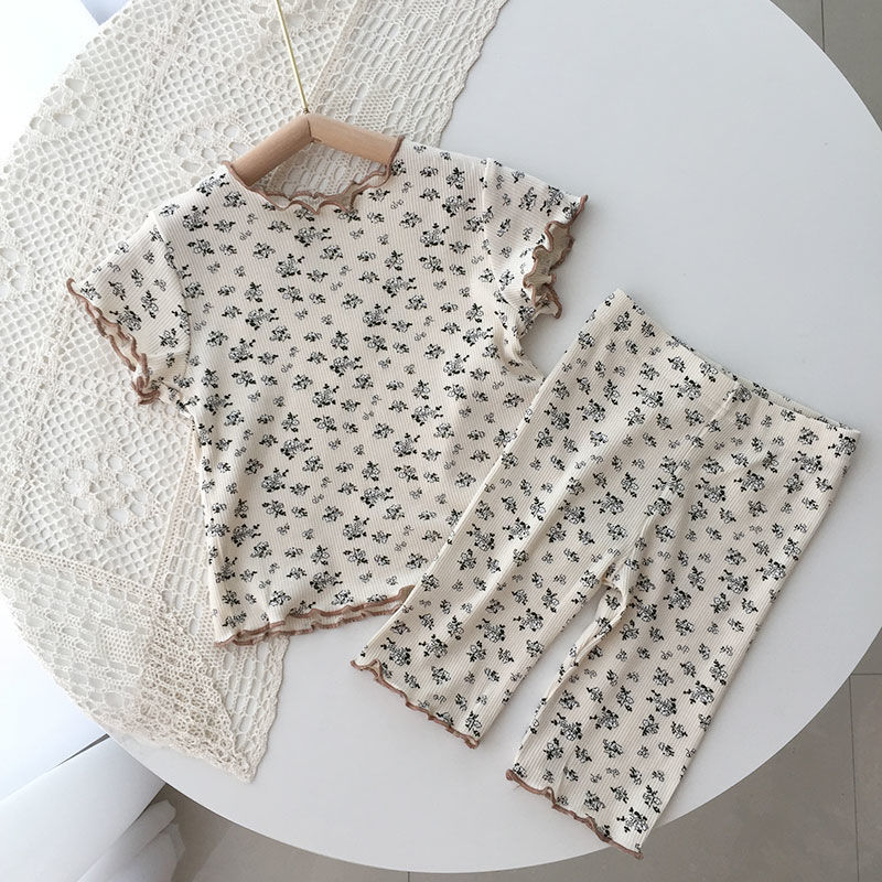 Picture of Baby Pajamas Summer Thin Set Polka Dot Fashionable Girls Summer Two-Piece Set Home Clothes Children's Air-Conditioned Clothes for Women