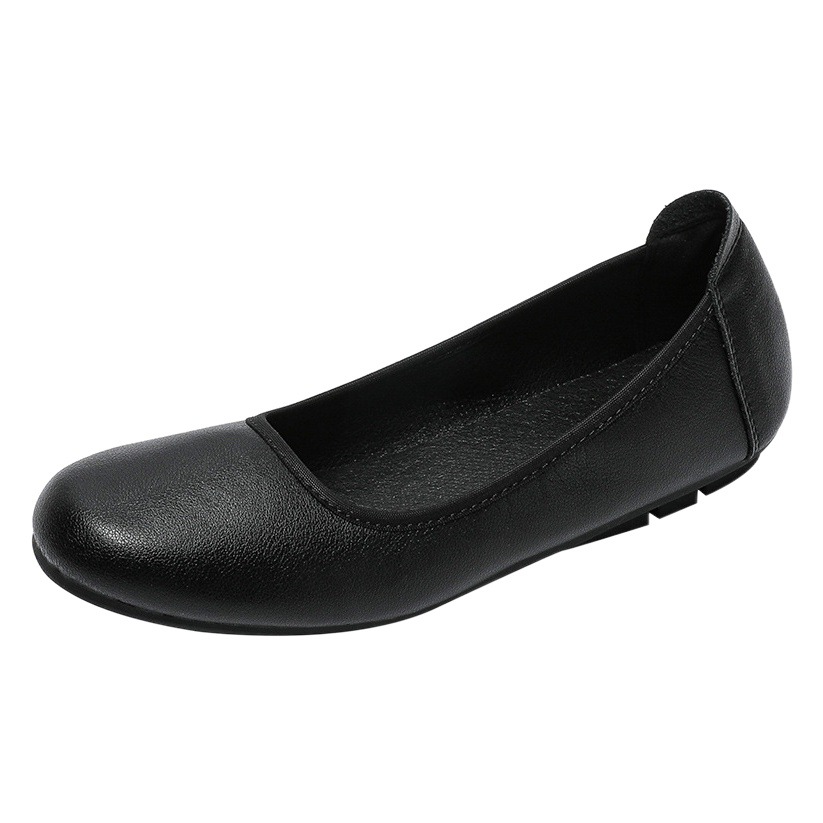 Work shoes women's black soft bottom professional work leather shoes interview stewardess shoes comfortable non-slip Hotel flat work shoes