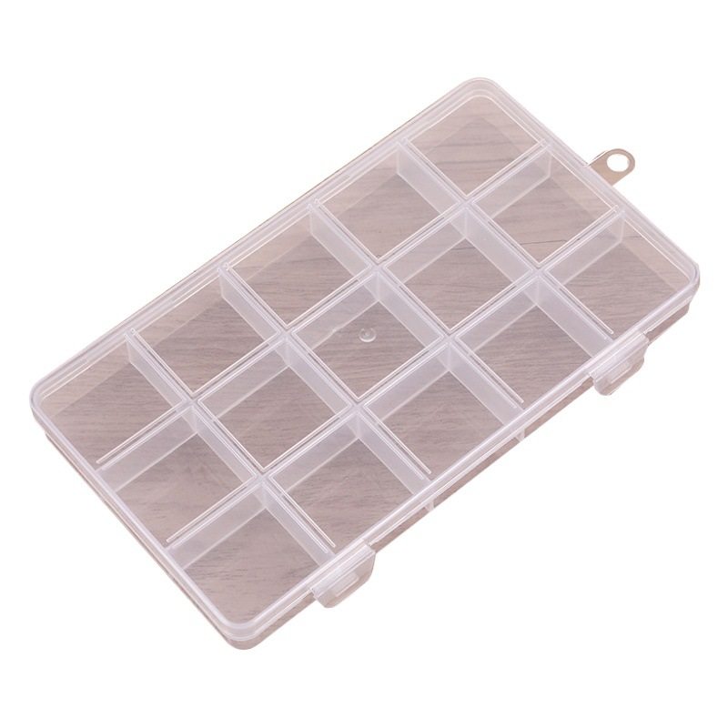 15 grid fixed daily simple plastic storage box DIY with hardware parts loose beads jewelry double buckle box