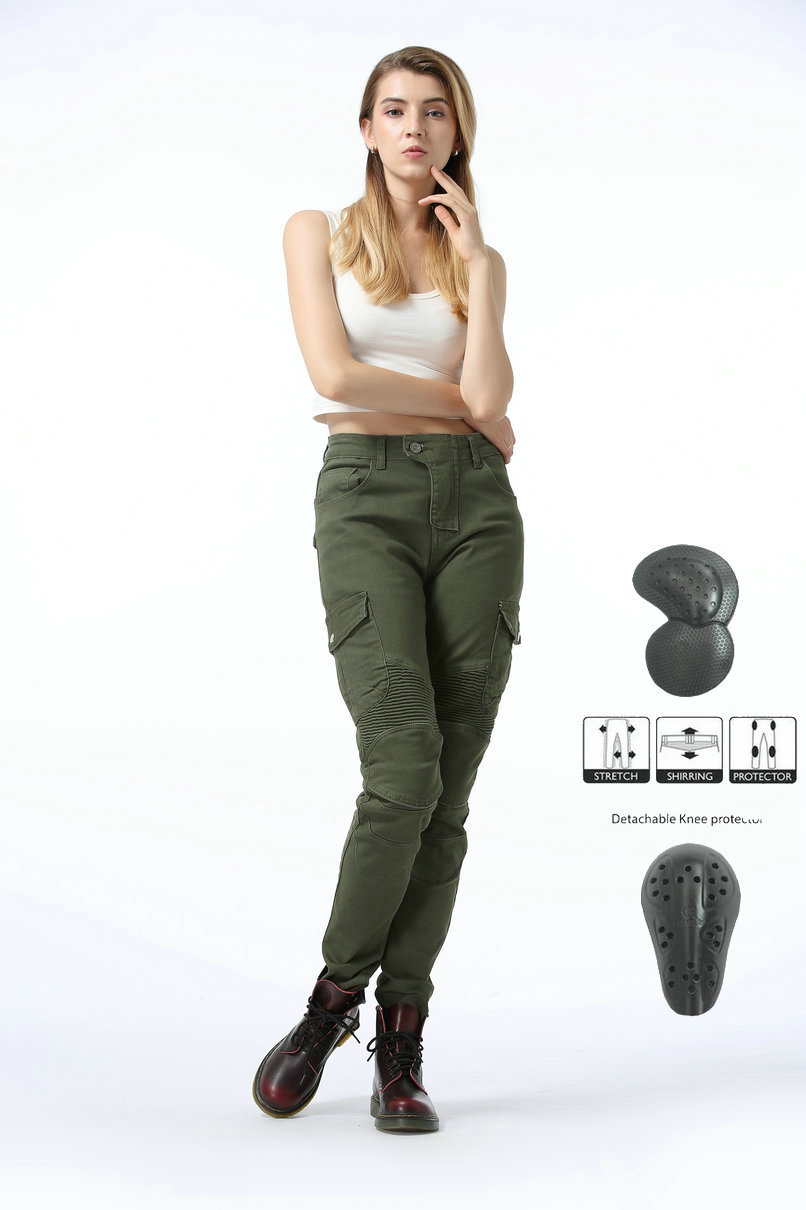Picture of VOLERO casual multi-bag overalls motorcycle pants motorcycle jeans women's motorcycle racing cycling pants with protective gear