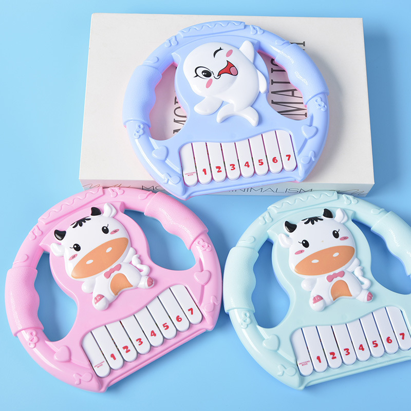 Electronic organ cartoon children's imitation steering wheel guitar music buttons early education sound boys and girls stall toys