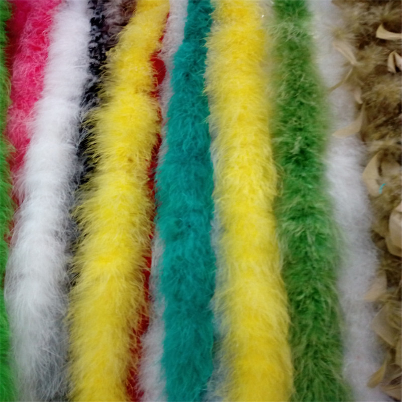 Supply wholesale full fluff strips 2 meters turkey small fluff feather strips flat fluff strips cartoon wedding bouquet feather strips