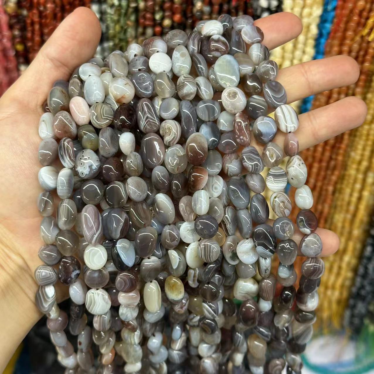 Picture of 8*10mm natural raw stone with loose beads semi-finished beads manufacturers spot wholesale jewelry accessories cross-border foreign trade