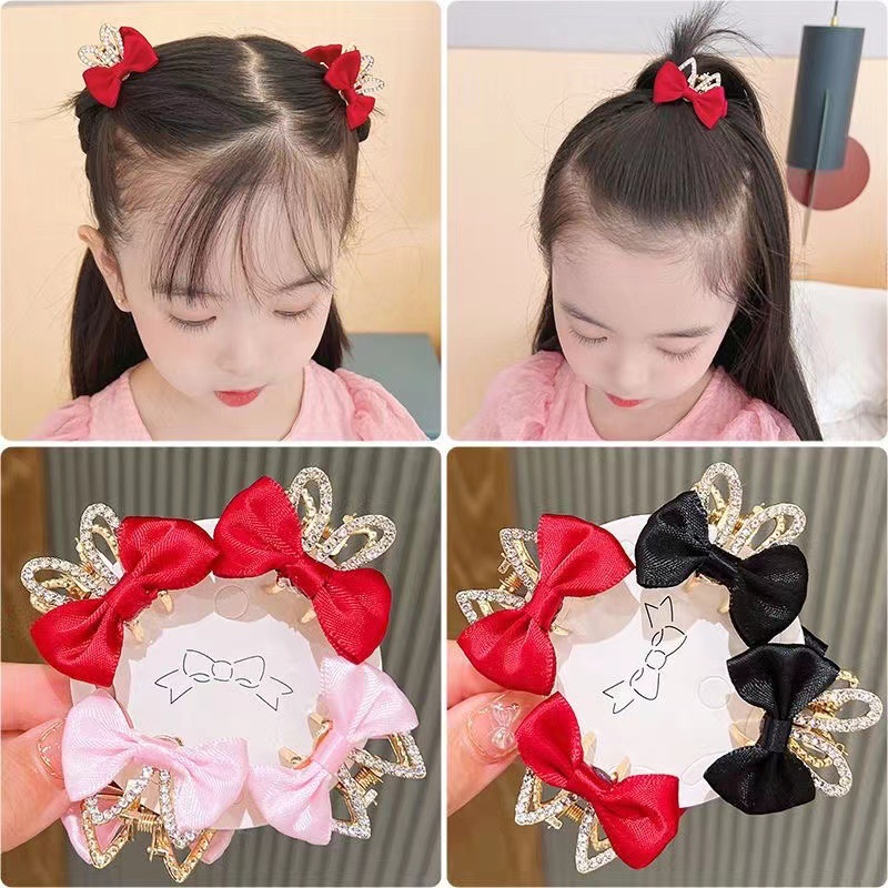 Children's Bunny Ear Bow Hair Clip Girl Hairpin Girl's Clip Hair Accessory Baby Hair Accessory Hairpin Pearl Rhinestone