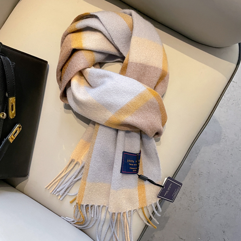 British 100% pure wool plaid scarf women's winter versatile men's warm couple scarf birthday gift wholesale