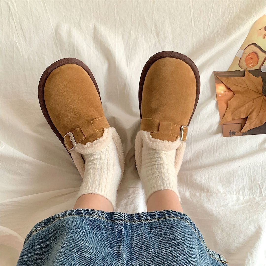 Picture of Women's Winter Trendy Versatile Birkenstock-Style Slip-On Soft-Soled Slippers Non-Slip Loafers Wholesale