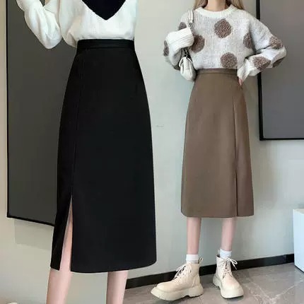 Split Skirt Women's Spring and Summer Hip Skirt 2024 New Curry Skirt One-step Skirt Mid-length A- line Skirt Long Skirt