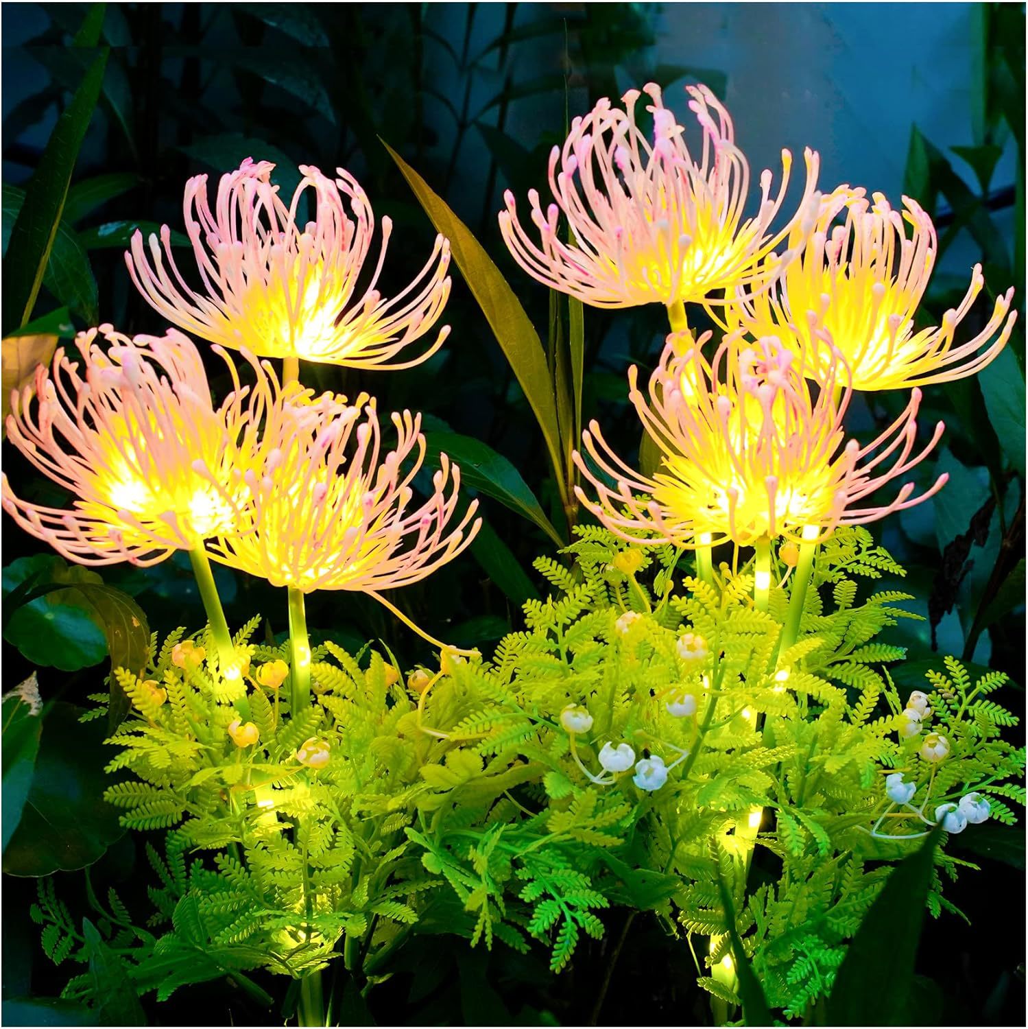2025 New Solar Flower Artificial Flower Outdoor Decoration Courtyard Christmas Lawn Copper Wire Ground Plug Lamp