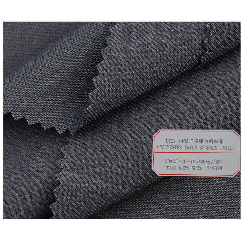 Factory hot free sample 245GSM polyester viscose stretch twill casual pants suit fabric