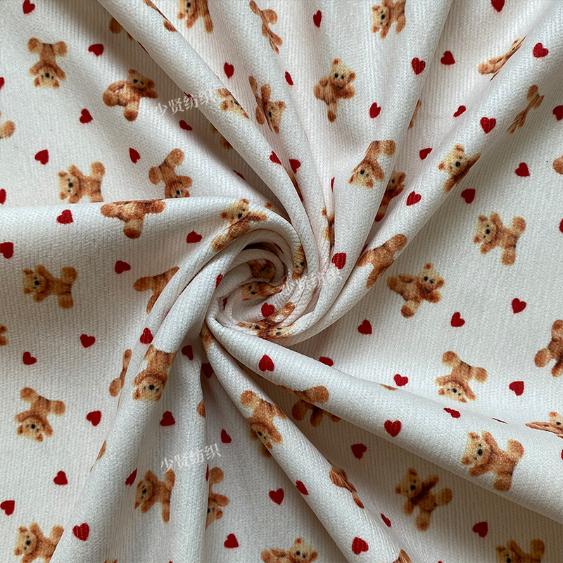 Picture of Japanese and Korean bear pattern printed fabric autumn and winter baby children's coat clothes skirt fabric home wear fabric