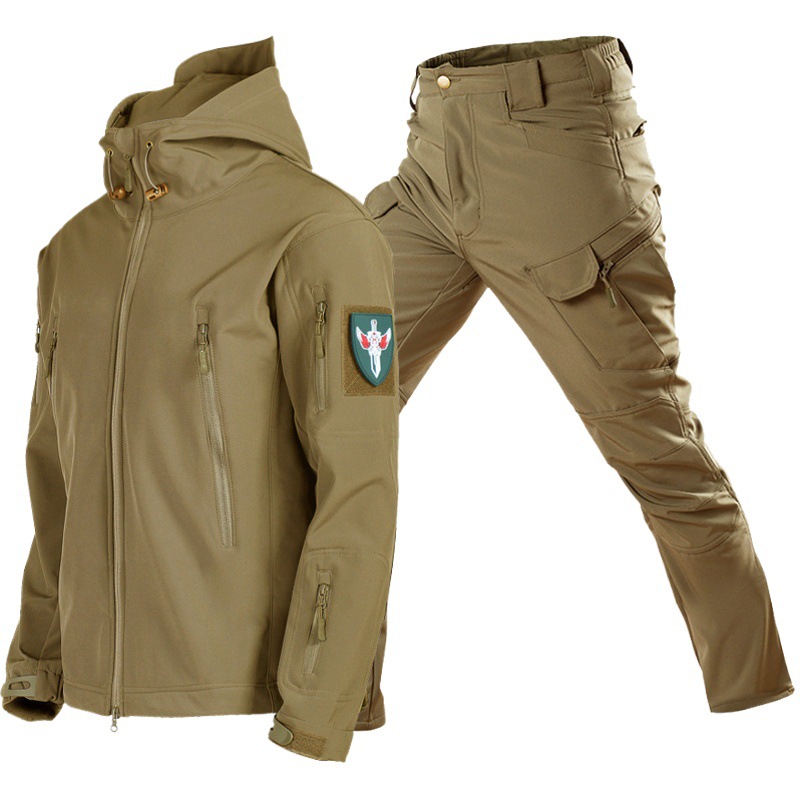 Shark Skin Soft Shell Rush Suit Camouflage Jacket Waterproof Jacket Warm Suit Outdoor Source Factory
