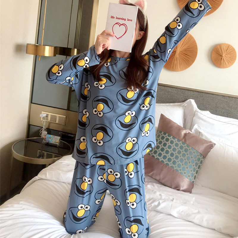 Picture of Factory Clearance Welfare Spring and Autumn Pajamas Women's Casual Comfortable Lady Style Long Sleeve Trousers Two-Piece Home Clothes