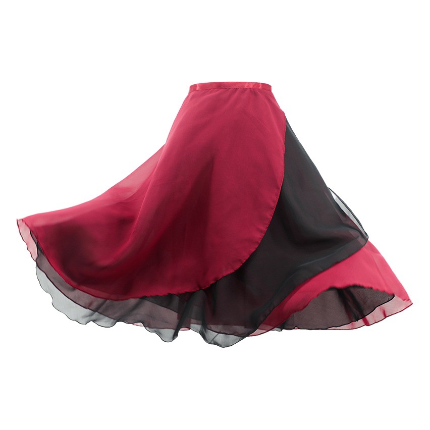 Adult Dance Practice Dress Half-length Vessel Skirt Chiffon Mid-length Skirt Large Swing Dance Skirt Ballet Dance Skirt Lace-up Skirt
