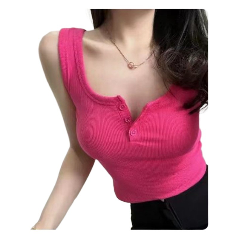 Camisole Women's Summer Outer Wearing Wide Shoulder Strap Design Dazzling and Elegant Style I-Shaped All-Match Skinny Tight Top Trendy