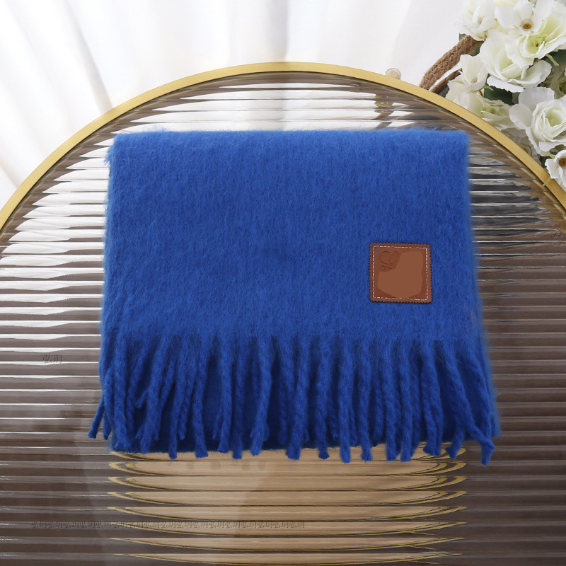 Picture of Set of standard new Luowei loe same style mohair mixed imitation scarf thickened warm plain tassel scarf shawl