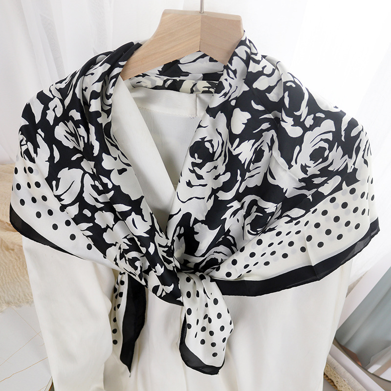 Picture of 90cm Cloud Brocade Square Scarf Hangzhou Silk Scarf Turban Shawl Scarf Women's Summer Outer Wear Spring Autumn Winter