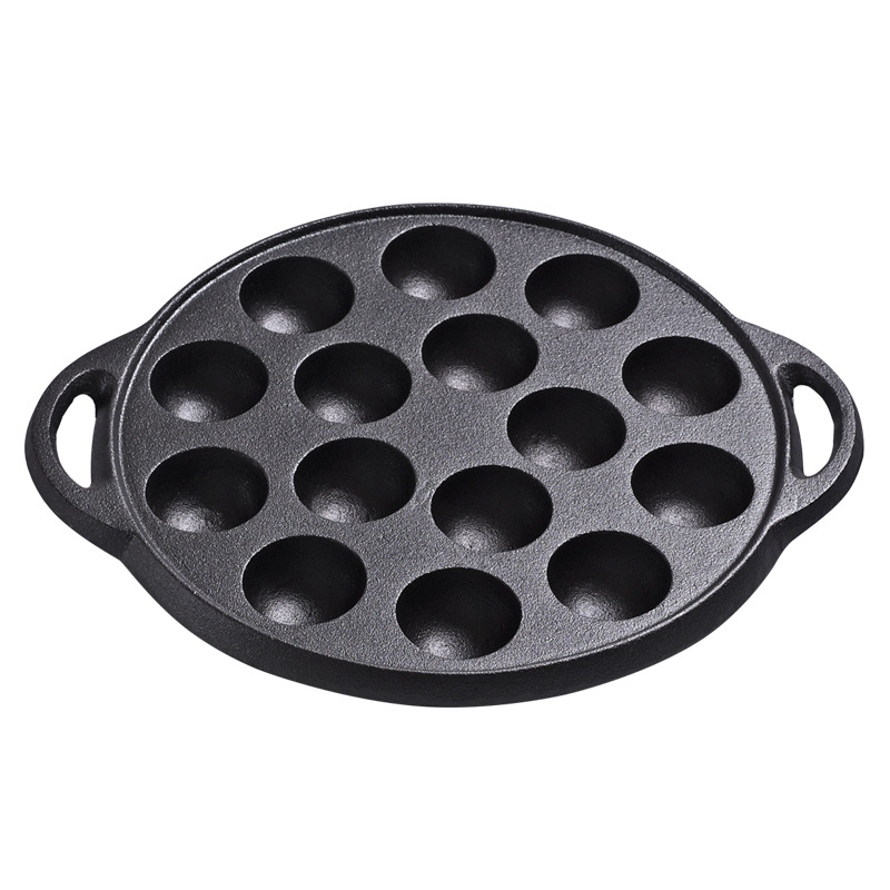Picture of Cast Iron Uncoated Meatball Baking Pot Octopus Meatball Pot 15 Holes Uncoated Non-stick Barbecue