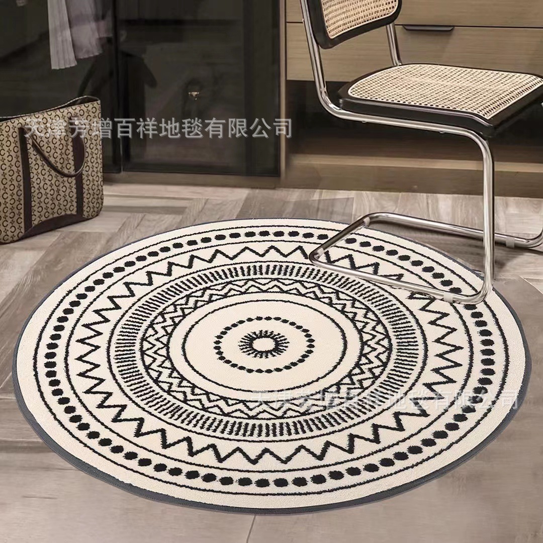 Household Modern Simple Imitation Cashmere Round Carpet Cloakroom Mat Bedroom Living Room Makeup Environment Mat Casual Mat