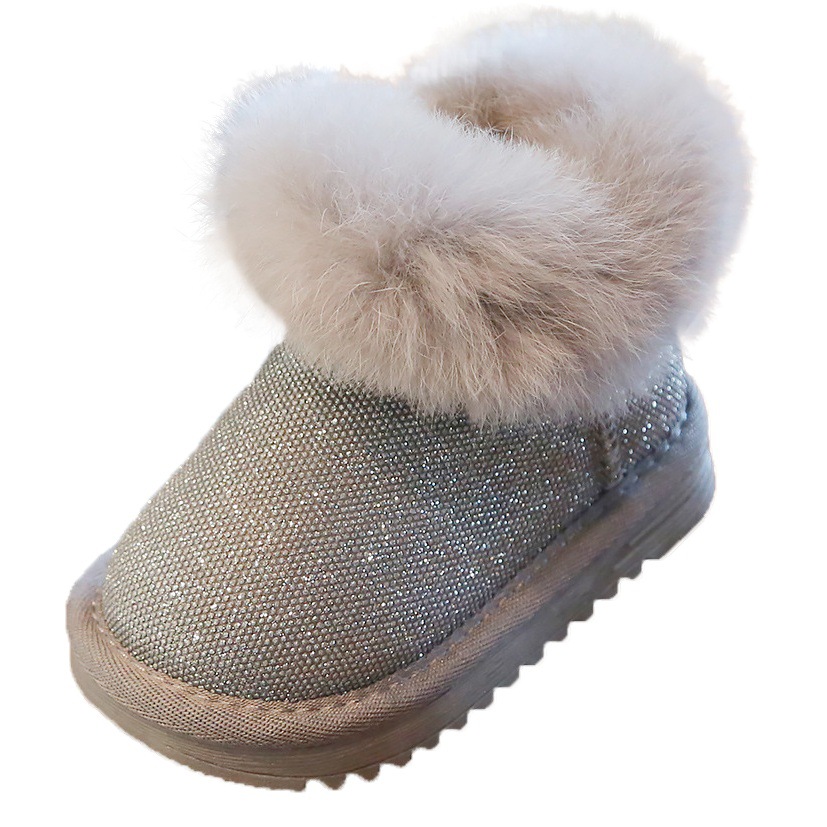 Baby snow boots 1-3 years old 2 winter girls soft bottom cotton shoes fleece-lined thick short boots baby cotton boots big cotton shoes