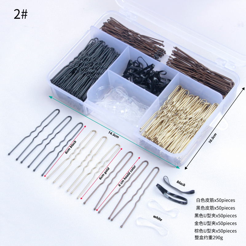 New Combination Hairpin Boxed One-Word Clip Black U-Shaped Clip Set Hairpin Set Whole Box Headwear Wholesale