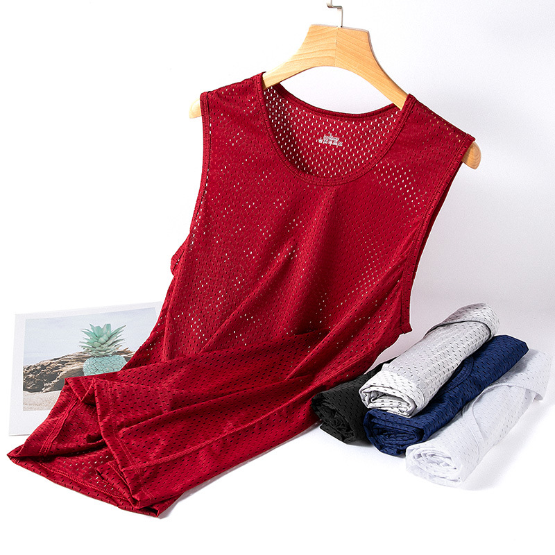 Picture of Men's Ice Silk Mesh Vest Summer Thin Slim Fitness Sports Men's Sleeveless Vest Men's Bottoming Wholesale