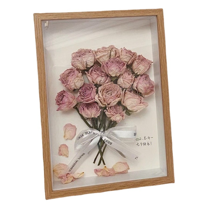 Three-dimensional hollow dried flower photo frame diy butterfly specimen frame rose display frame 8 inch A4 photo frame table wholesale