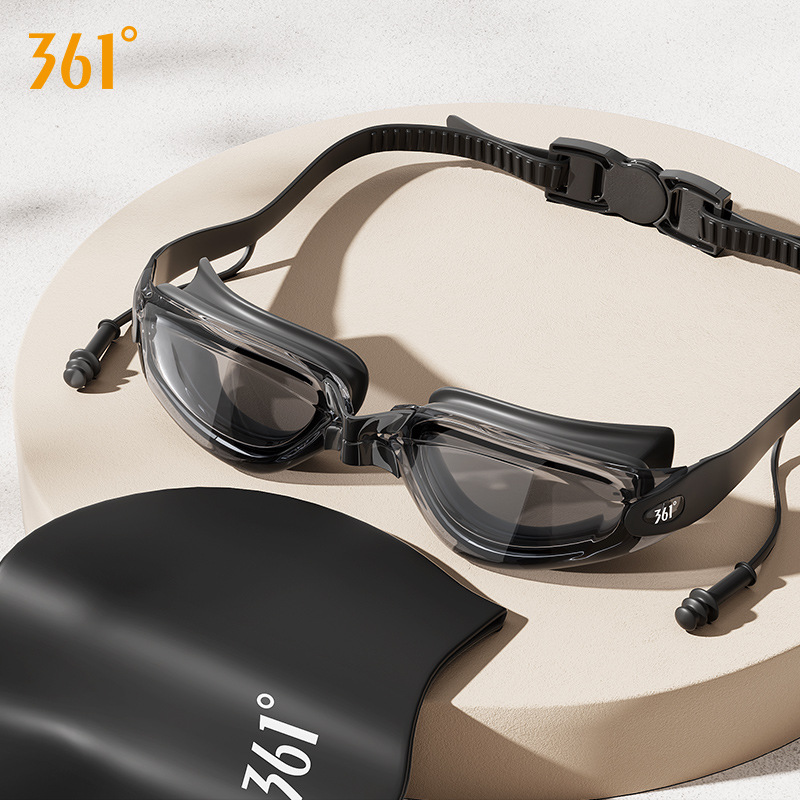Picture of 361 degree swimming goggles earplugs integrated swimming glasses widened field of vision myopia glasses colorful electroplated swimming glasses