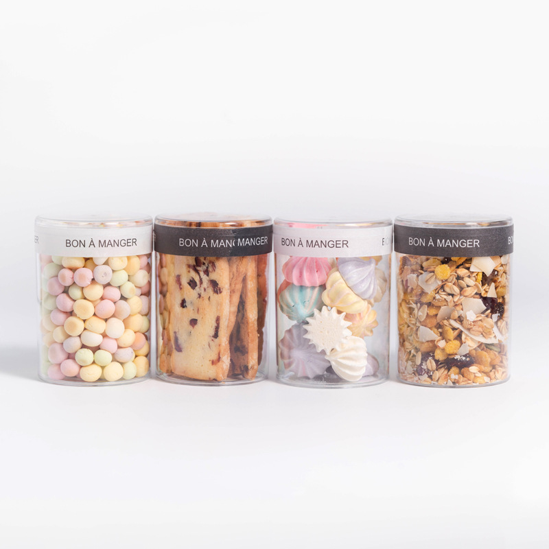 Online celebrity milk jujube packing box Margaret round cookie transparent plastic sealed jar milk le Qi nougat