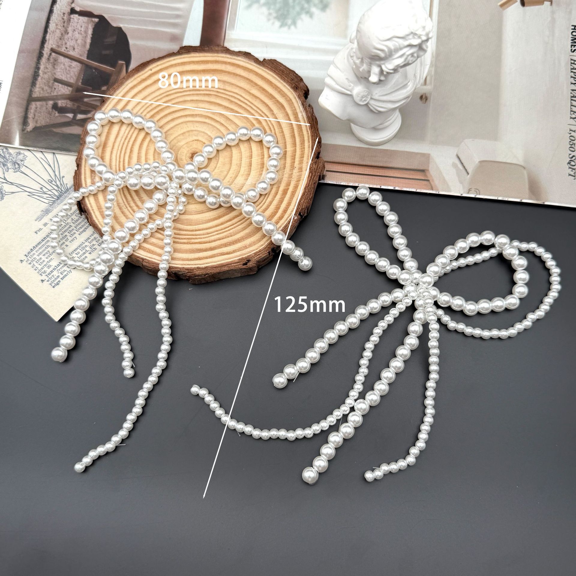 Picture of Korean version of the new ballet style pearl bow hoop ring tassel shoe buckle pendant fashion small fragrance handmade DIY match
