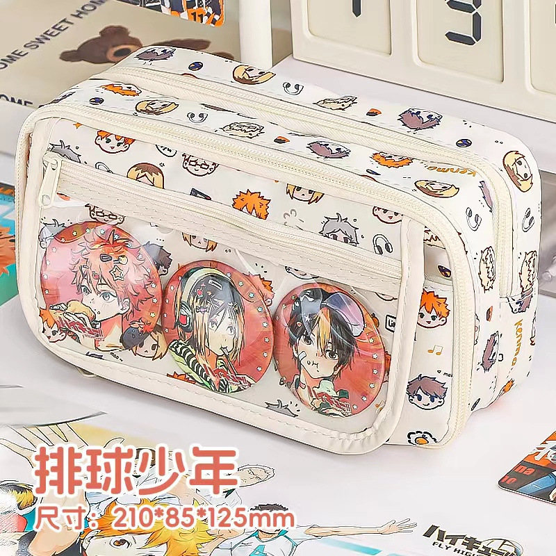 Picture of 3877 New Black and White Puppy Super Large Capacity Student Pencil Bag Multi-compartment Student Stationery Storage Pencil Bag