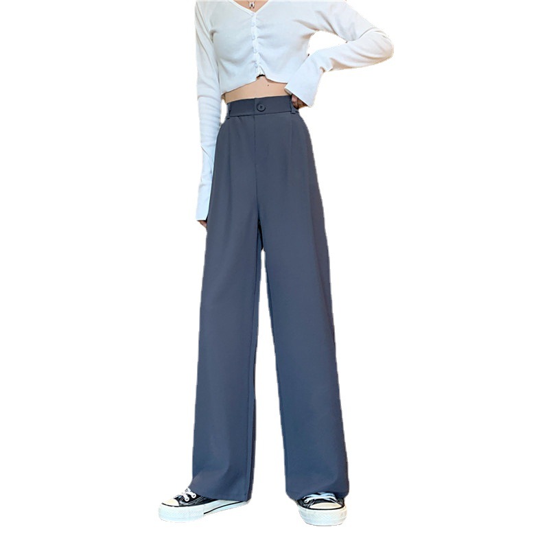 Picture of High Waist Draping Pants Women's Straight Loose 2021 New Black Wide Leg Casual Pants