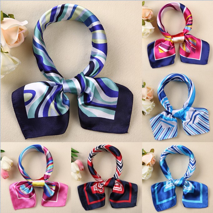Picture of Small Square Scarf Korean Professional Silks and Satins Versatile Bank Stewardess Train Member Business Fashion Decorative Women's Scarf