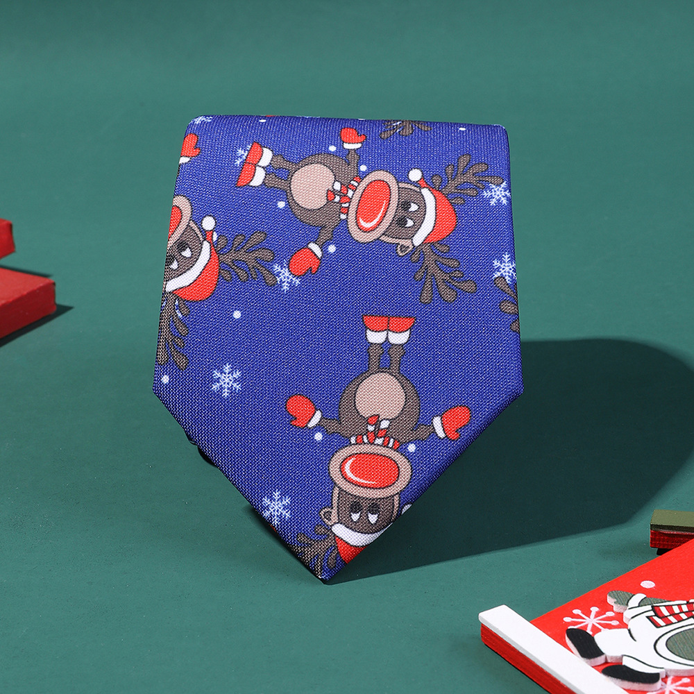 Picture of Polyester printed tie Christmas flower tie holiday formal wear clothing accessories men's tie