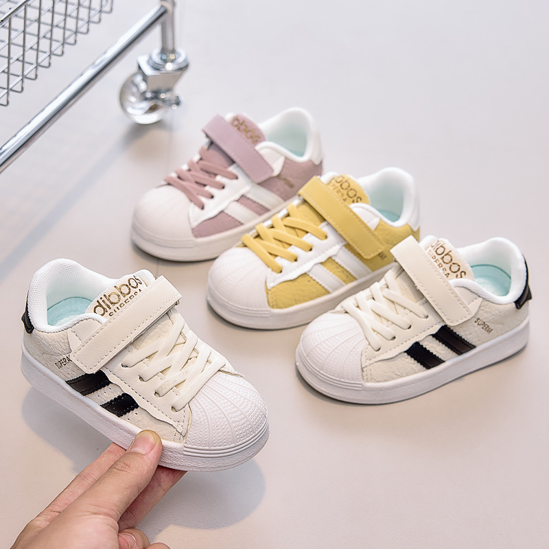 Girls' shoes, shell headboard shoes, 2025 new children's white shoes, trendy brand versatile boys' sneakers, baby shoes
