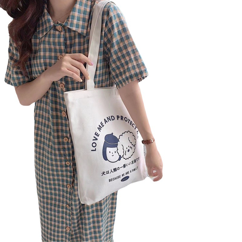 Canvas Bag Women's Single-shoulder Crossbody Japanese-style Student Canvas Bag Bag Large Capacity Korean-style Harajuku ins Handbag