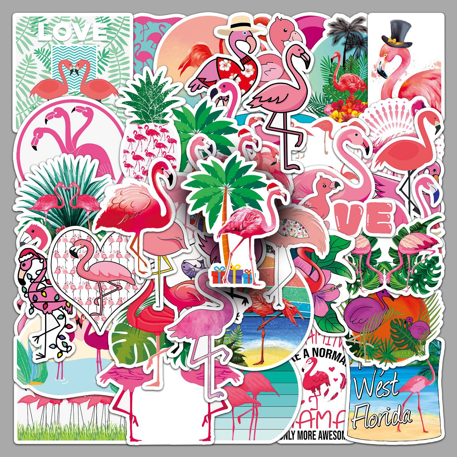 Picture of 50 Flamingo Graffiti Personality Cross-border Cartoon Animal Creative DIY Skateboard Water Cup Luggage Sticker Wholesale