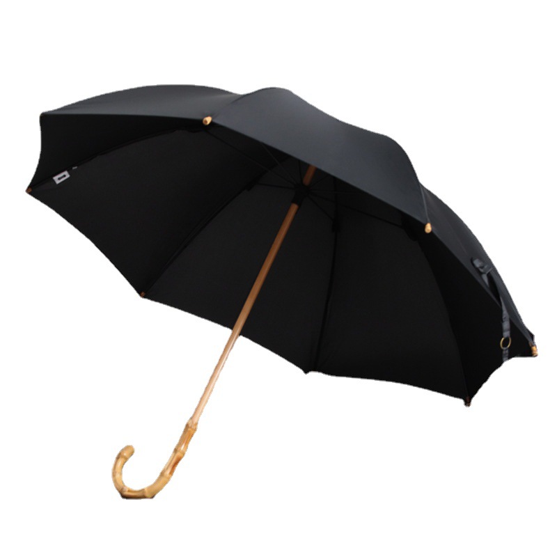 Picture of PARACHASE Vintage Bamboo Rattan Umbrella Curved Handle Long Handle Light Luxury Men's Advertising Umbrella Large Diameter 2-3 People