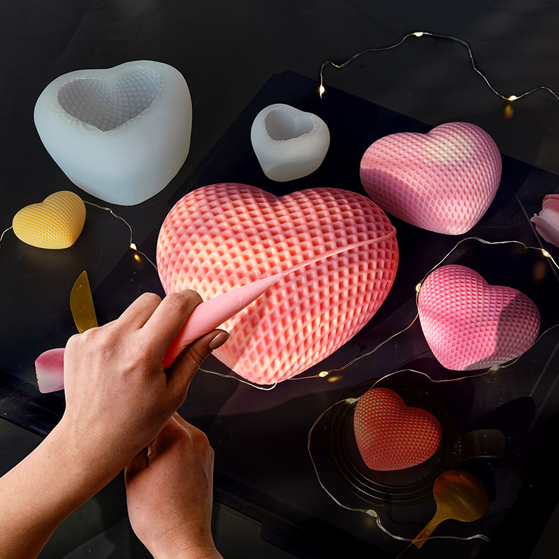 Picture of Sanxin Woven Heart Silicone DIY Mousse Cake Chocolate Candle Mold French Valentine's Day Heart Mold