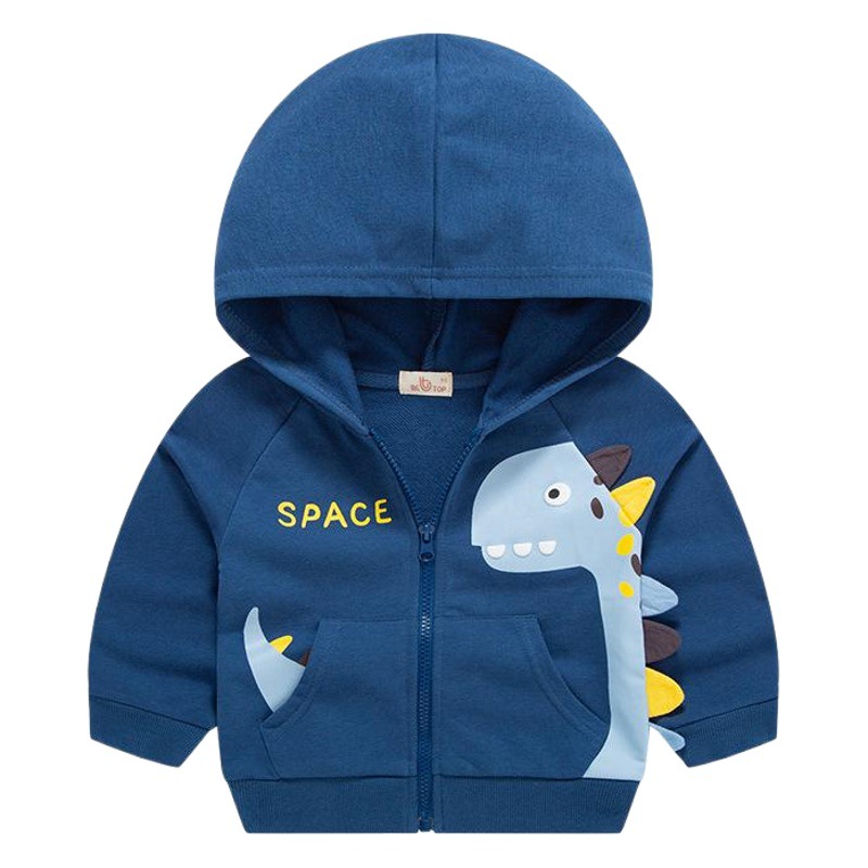 New Kidsren's Clothing 2025 Trendy Boys' Autumn Clothing Dinosaur Characteristic Outwear Kidsren's Baby Sweatshirt Cardigan One Piece Drop Shipping