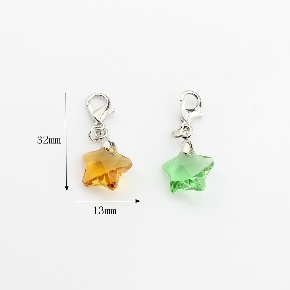 Picture of Crystal bead five-pointed star hanging lobster clasp pendant handmade children's student pencil star Small pendant ornaments